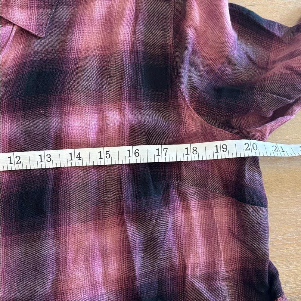 J Jill Plaid Brushed Cotton Modal Tiered Ombre Tunic Button-Up, Size Medium - Picture 8 of 8